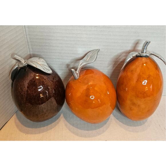 Artesana Home Vintage MCM Fruit Gourd Weighted Pewter Stem - Picture 2 of 9